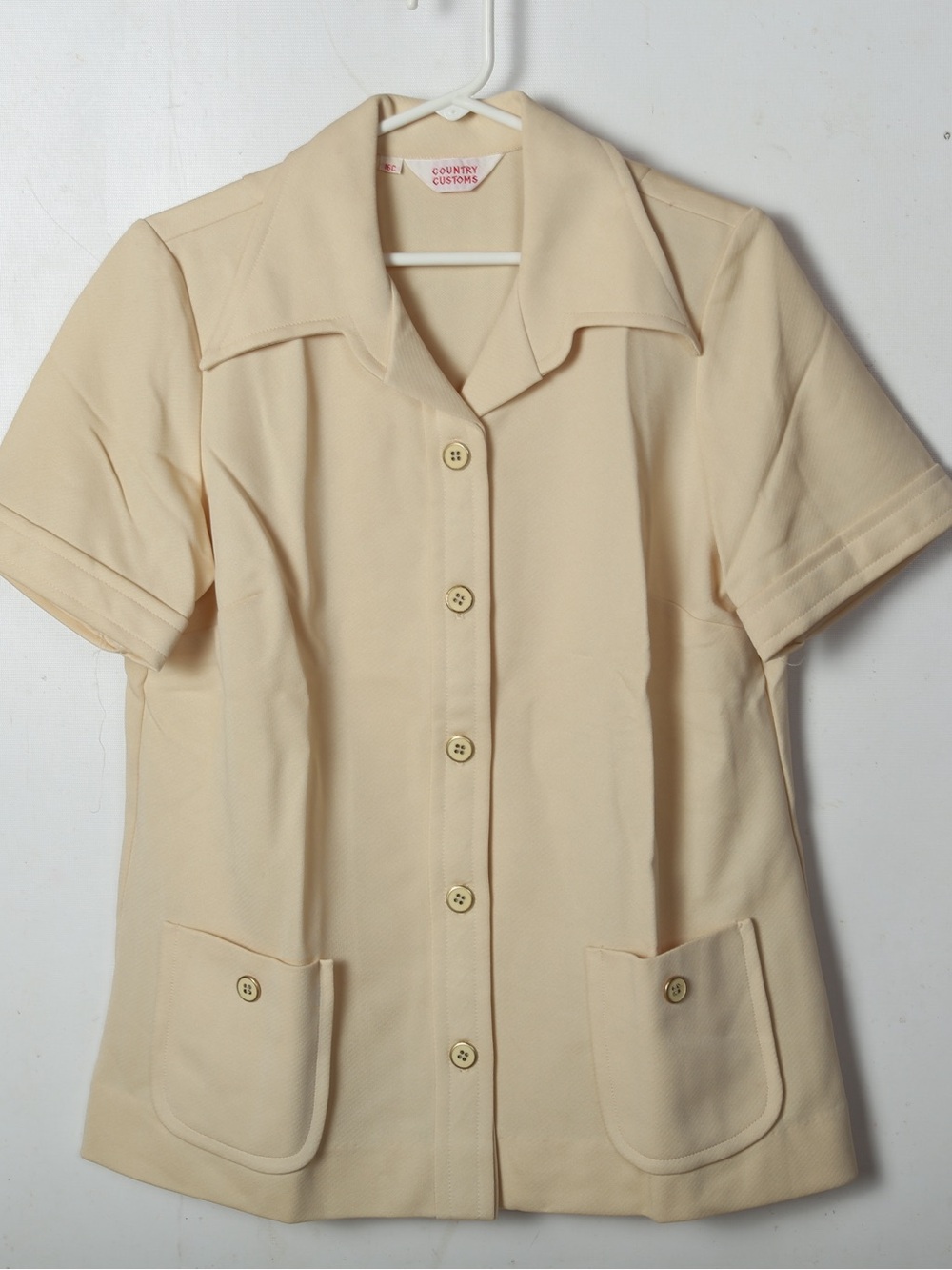 Cream Short Sleeve Button-Front Shirt
